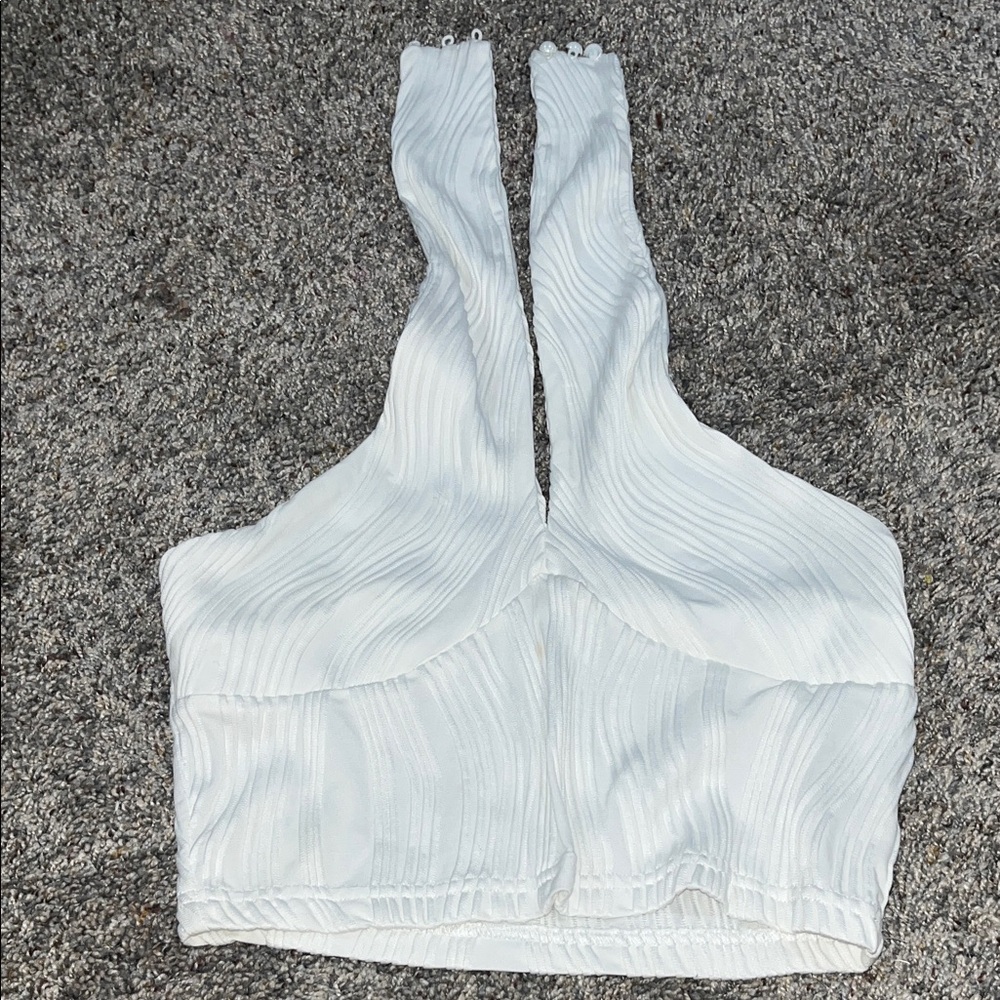 Cider White Textured Crop Top